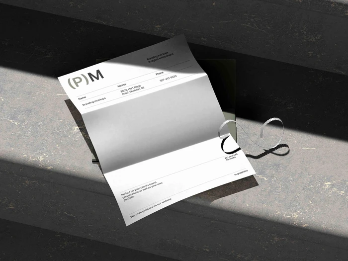 Oisin, Letterhead Mockup with Beautiful Shadows, EU, 08