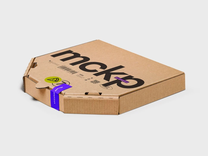 Pizza Box Mockup, Kraft, Scene 02