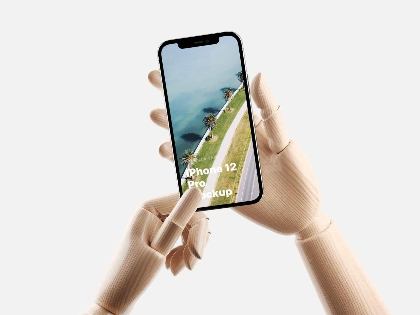 Wooden Hands iPhone 12 Pro Mockups 12