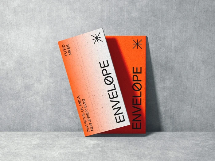 Kander, 2 Perforated Envelope Mockups Against the Wall, EU 07