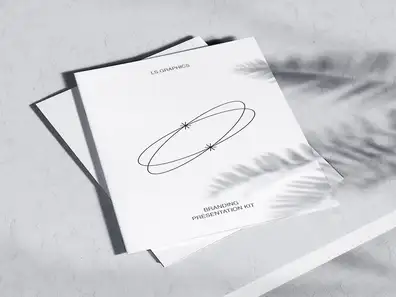 Qubus, Brochure Mockup with Beautiful Plant Shadows, US, 13
