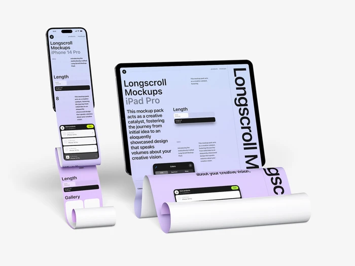 iPad and iPhone Longscroll Mockup, 006