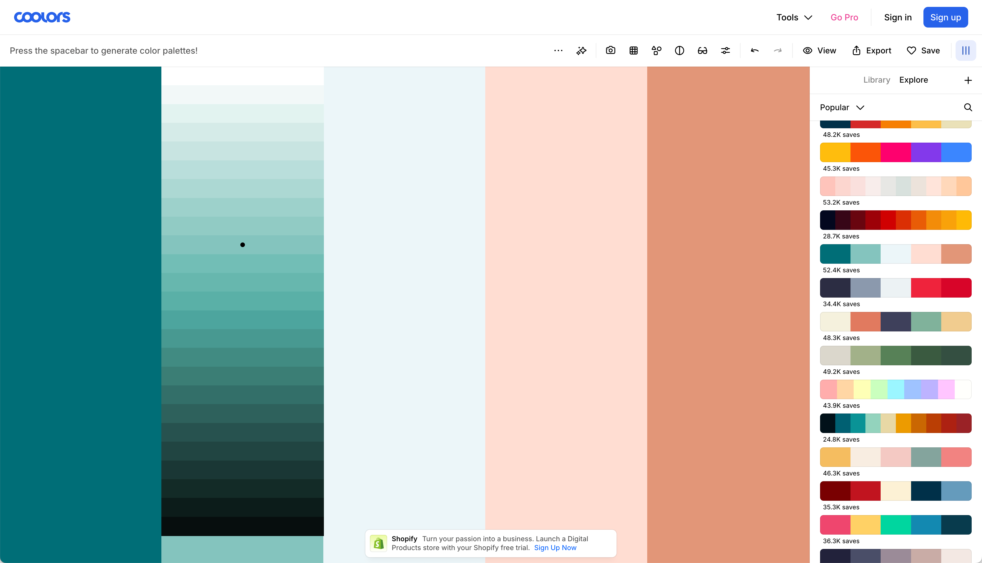 Coolors interface