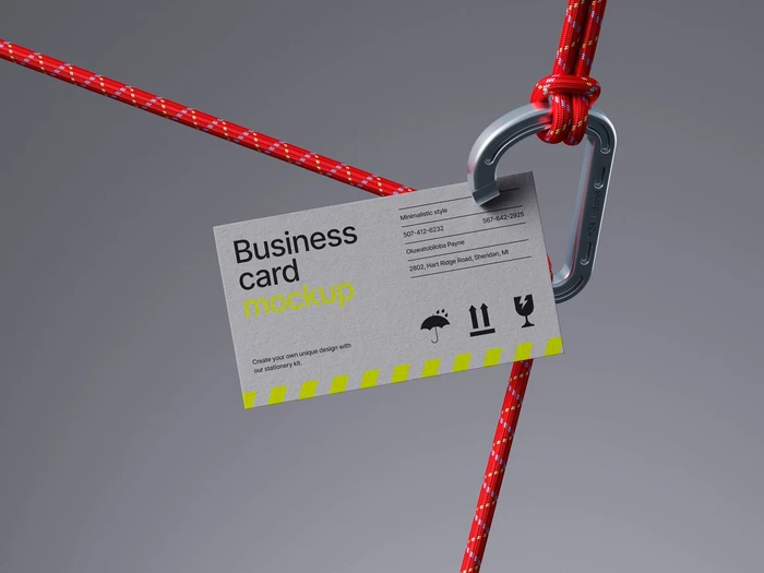 Kaine, Business Card Mockup and Сonstruction Сarabiner, US, 08