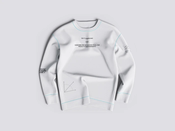 Sweatshirt top view mockup, 02