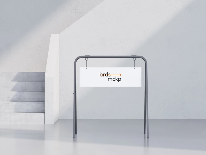 Sign Mockup Hanging on a Metal Frame, Environment, 19