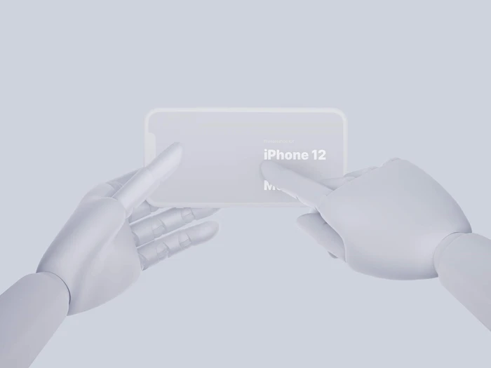 Wooden Hands iPhone 12 Pro Clay Mockups, 12