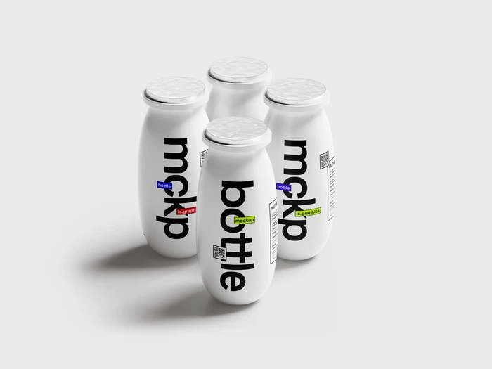Yougurt Bottle Mockup, Scene 08