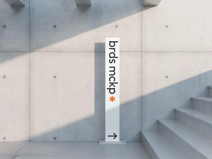 Narrow Sign Mockup in Concrete Setting, Environment, 05
