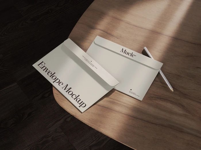 Muele, Envelope Mockups with Charming Play of Light, US, Scene 05
