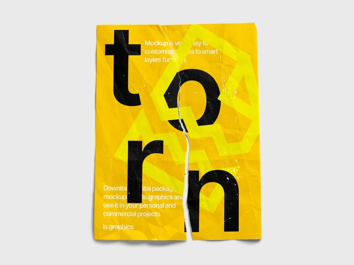 Torn Textured Poster Mockup, US, 04