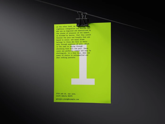 Luiro, Paper Mockup Hanging on a Clothespin, US 07