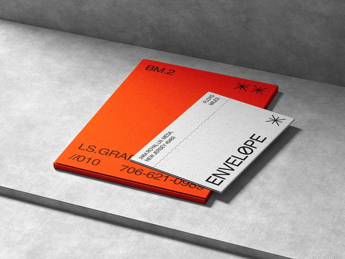 Kander, Folder Mockup and Envelope Mockup in Perspective View, US 14