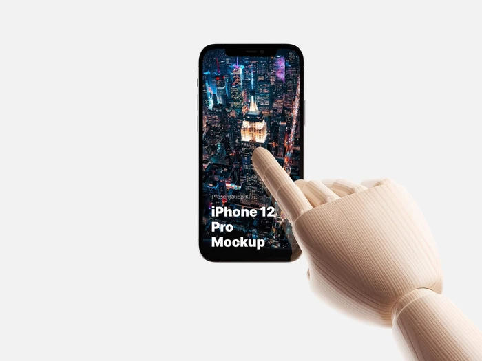 Wooden Hands iPhone 12 Pro Mockups, 08