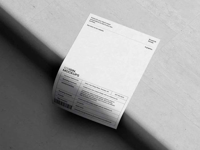 Oisin, A4 Paper Mockup in Perspective View, EU, 13
