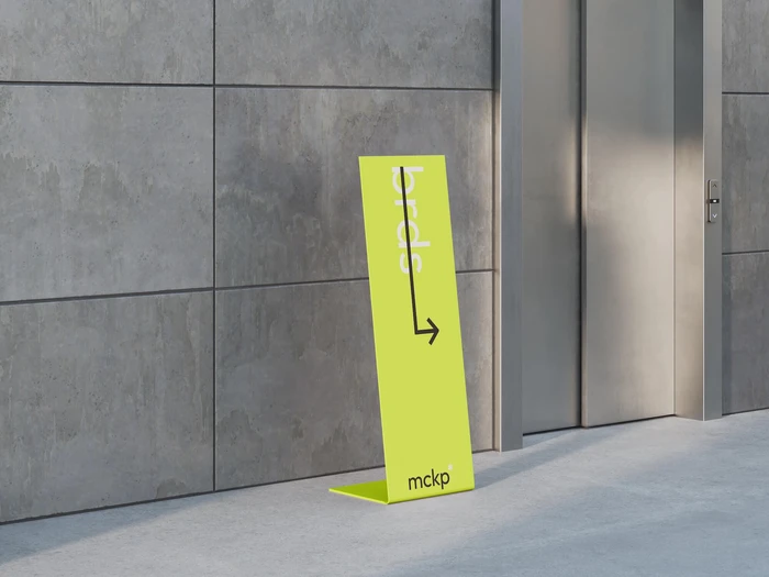 Standing Sign Mockup in Minimalistic Setting, Environment, 23