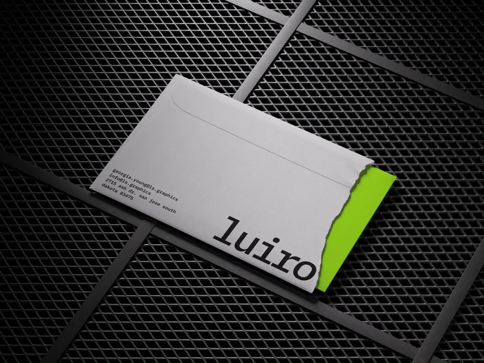 Luiro, Envelope Mockup on Metal Mesh Background, US 15