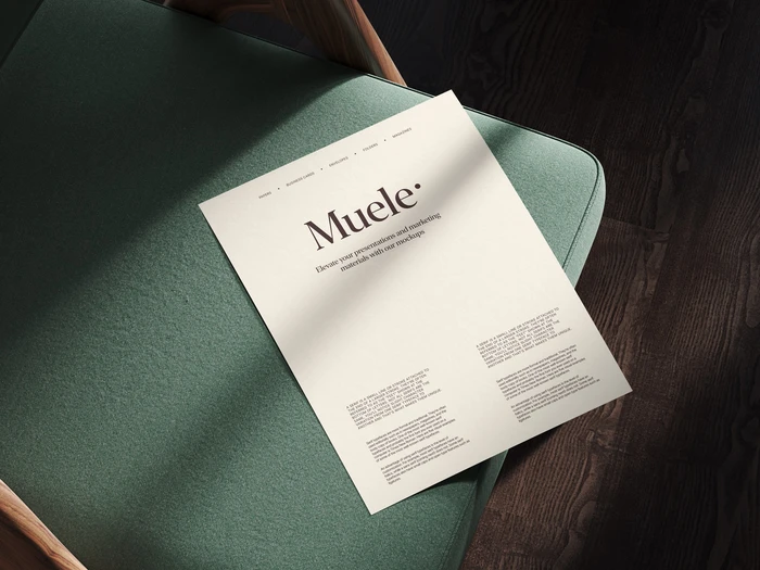 Muele, Elegant A4 Paper Mockup, US, Scene 01