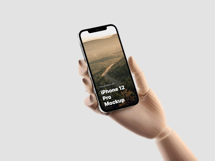 Wooden Hands iPhone 12 Pro Mockups, 03