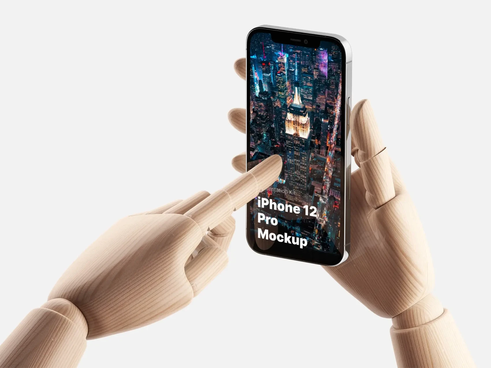 Wooden Hands iPhone 12 Pro Mockups 4