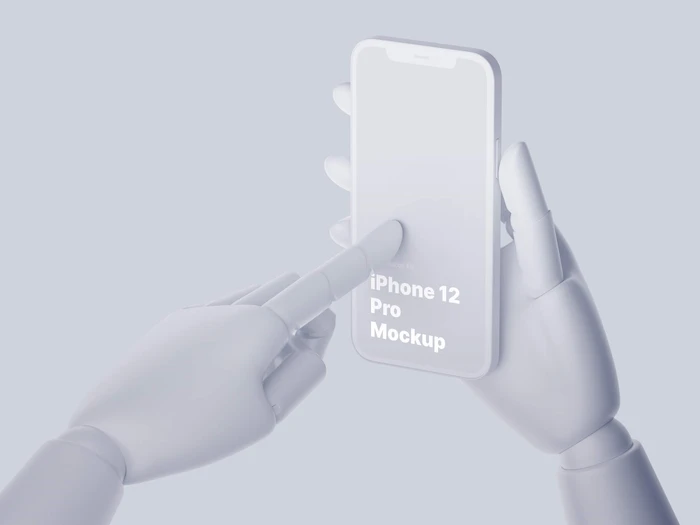 Wooden Hands iPhone 12 Pro Clay Mockups, 04