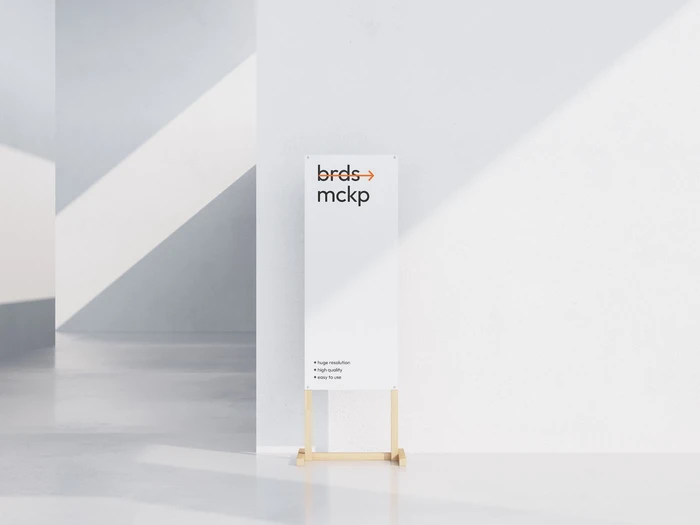 Banner Mockup Standing on a Wooden Stand, Environment, 20