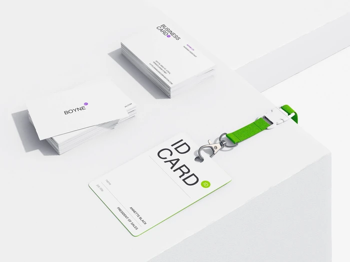 Boyne, Realistic Business Card Mockups and ID Card Mockup, EU, 01