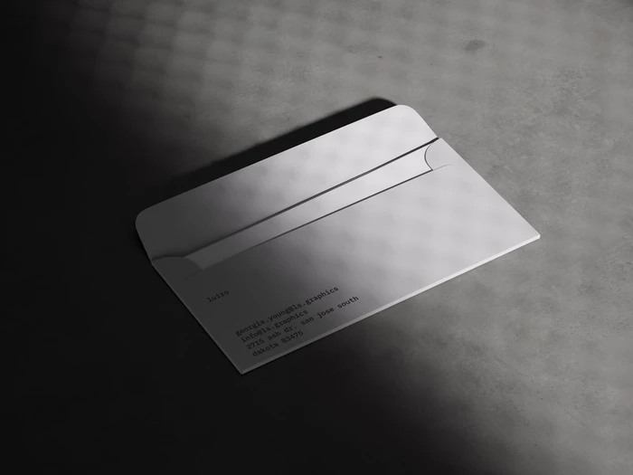 Luiro, Opened Envelope Mockup in Minimalistic Environment, EU 06