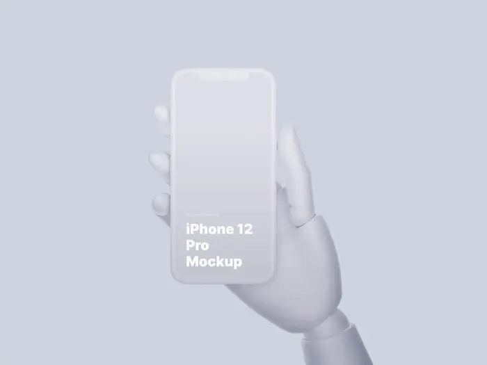 Wooden Hands iPhone 12 Pro Clay Mockups, 01