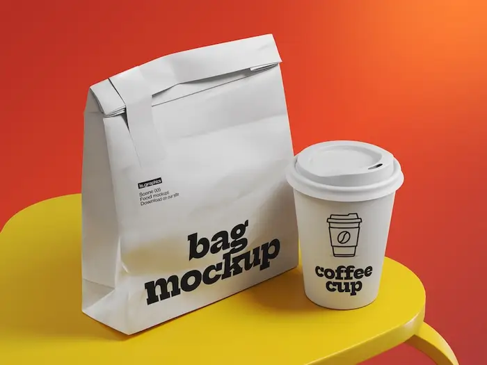 Takeaway Bag And Coffee Cup Mockup