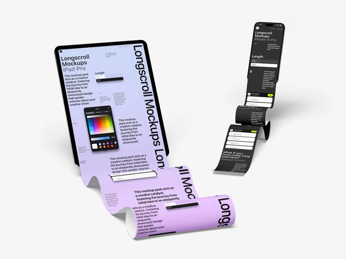 iPad and iPhone Longscroll Mockup, 007