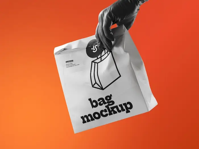 Paper Bag Mockup With Hand Grip