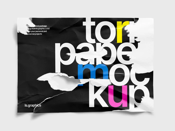Torn Glossy Poster Mockup, EU, 07