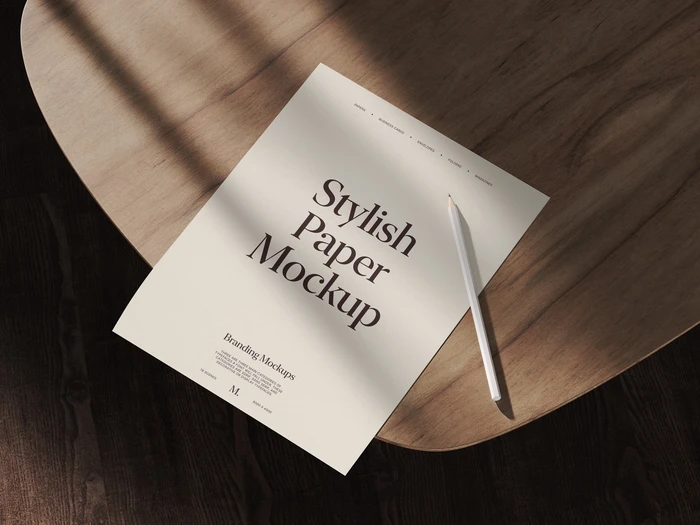 Muele, Paper Mockup with Beautiful Shadows, US, Scene 04