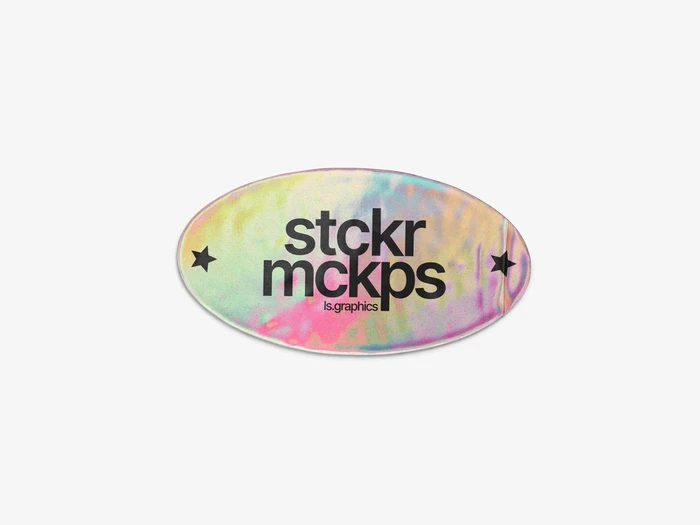 Holographic Sticker Mockup, Scene 13