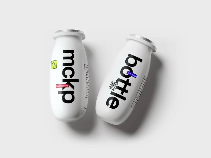 Yougurt Bottle Mockup, Scene 05