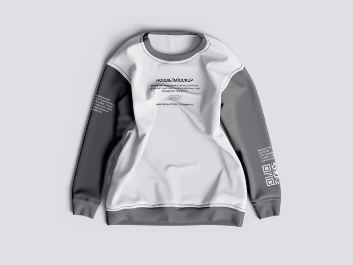 Sweatshirt top view mockup, 06