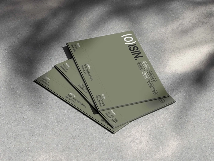 Oisin, Envelope Mockups in Perspective View, US, 06