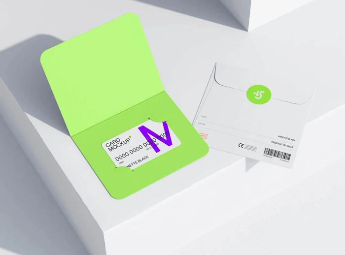 Free Envelope and Plastic Card Mockup