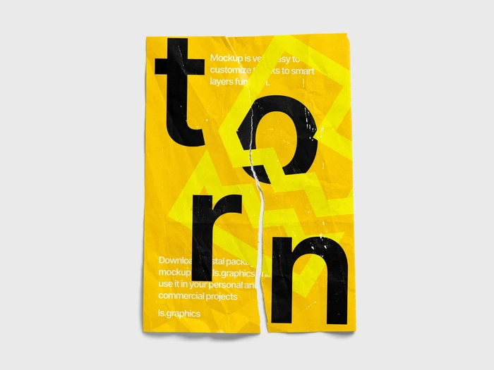 Torn Textured Poster Mockup, EU, 04