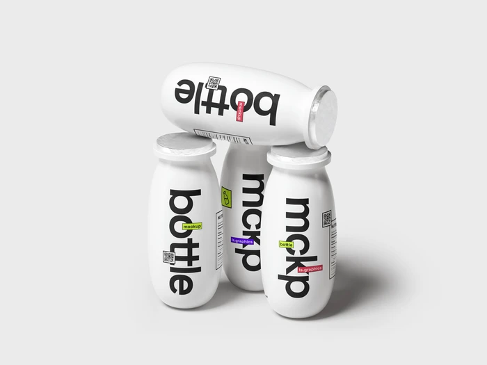Yougurt Bottle Mockup, Scene 02
