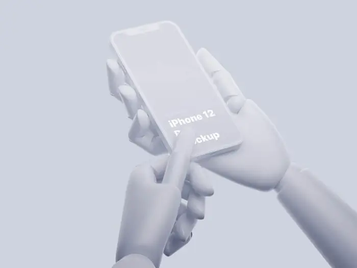 Wooden Hands iPhone 12 Pro Clay Mockups, 06