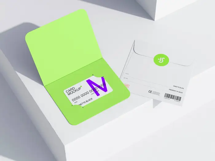 Free Envelope and Plastic Card Mockup