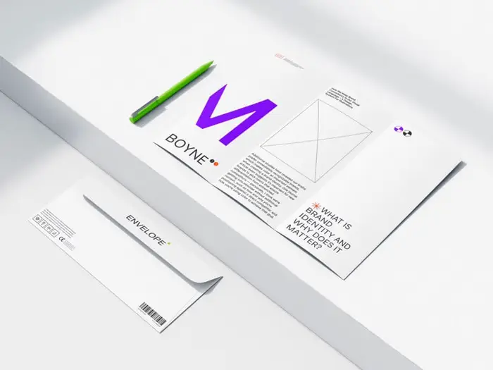 Boyne, Brochure Mockup and Envelope Mockup, US, 15