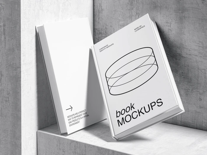 Qubus, Realistic Books Mockups and Concrete Textures, US, 12
