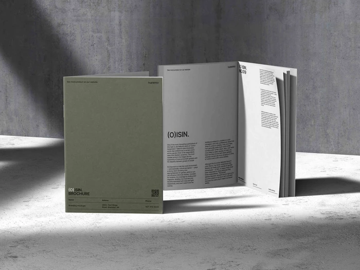 Oisin, Magazine Mockup and Brochure Mockup in Front View, EU, 18