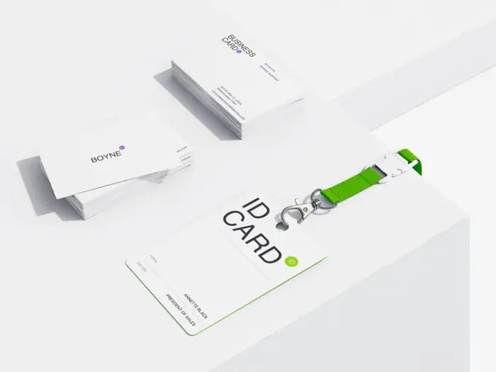 Boyne, Realistic Business Card Mockups and ID Card Mockup, EU, 01