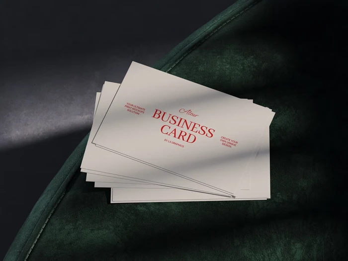 Ateur, Business Card Mockups in Top View, EU, 08