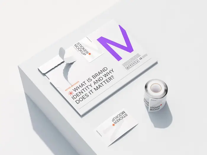Boyne, Envelope Mockup and Sticker Mockups in Perspective View, EU, 11